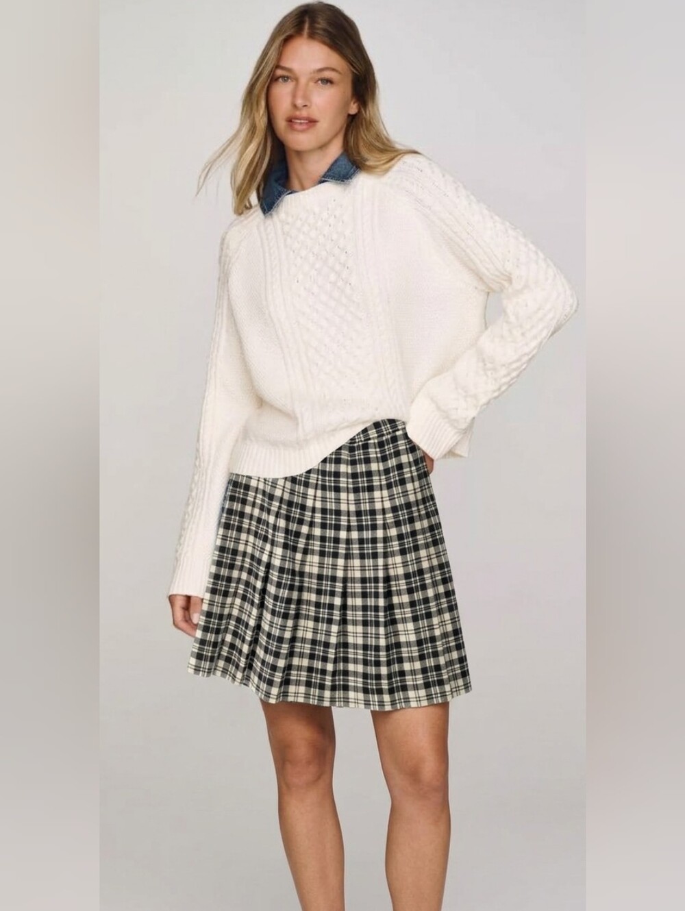 Vintage Susan Bristol merino wool plaid black white size 14 @R